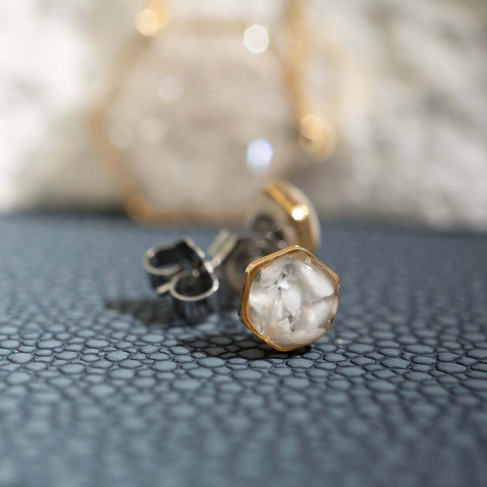 Tiny Howlite Hexagon Studs - Kate Koel