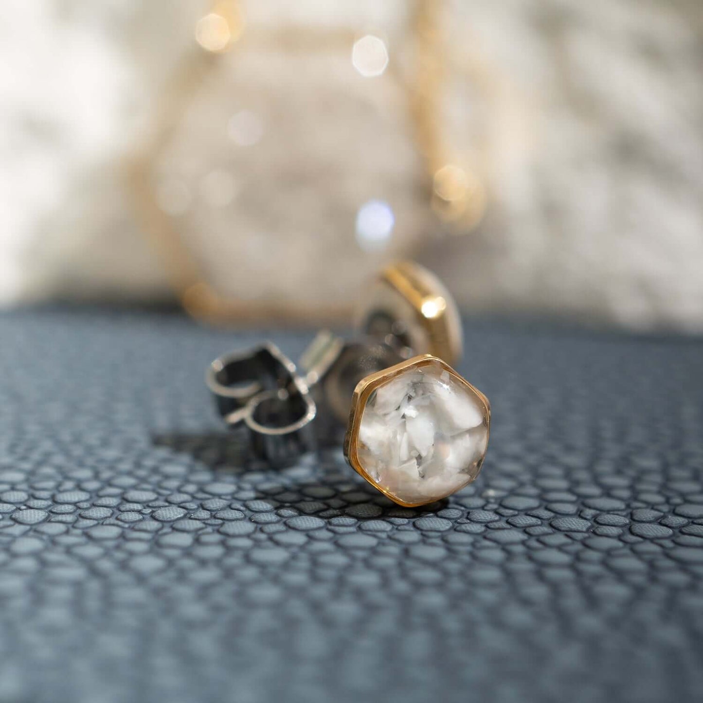 Tiny Howlite Hexagon Studs - Kate Koel