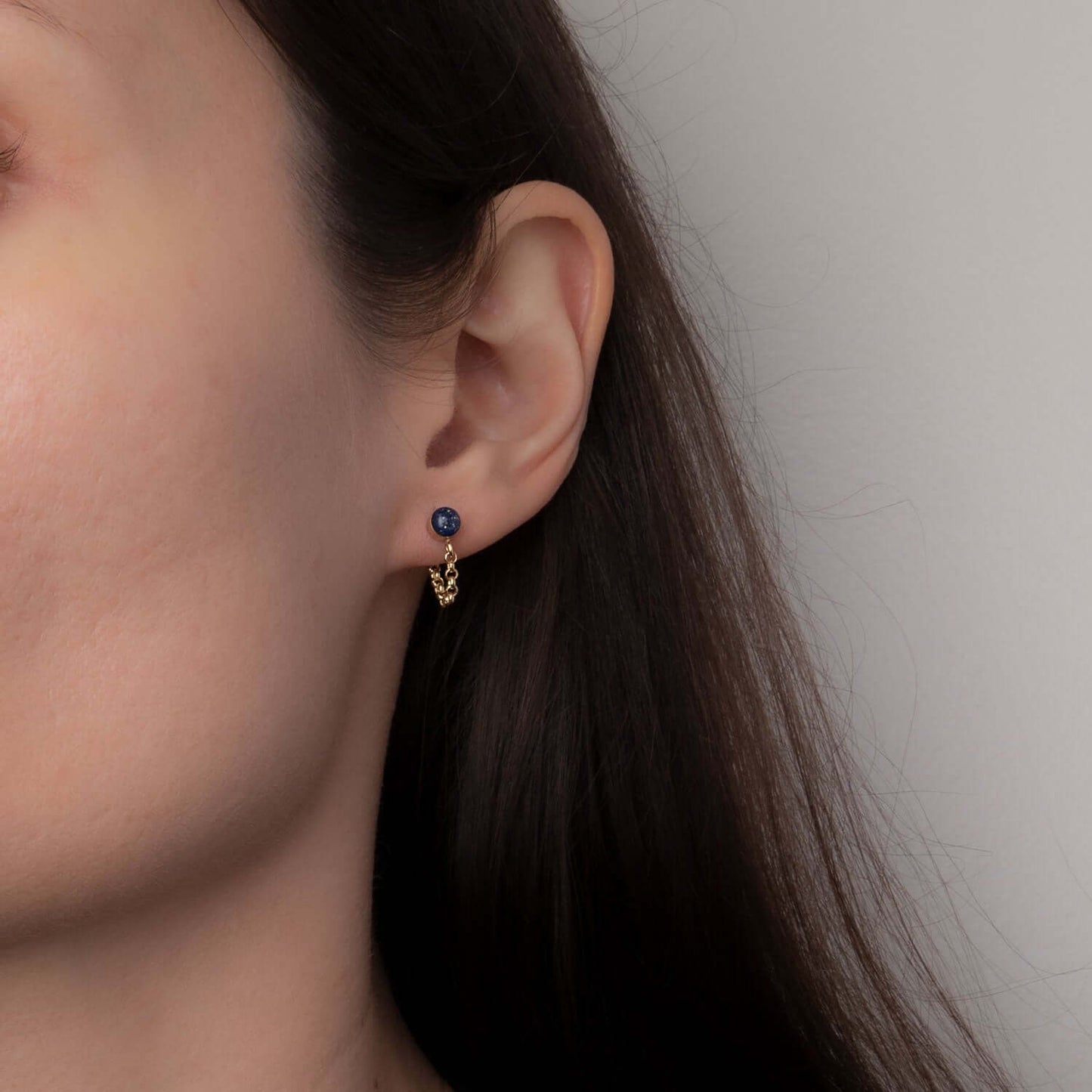 Tiny Lapis front to back earrings - Kate Koel