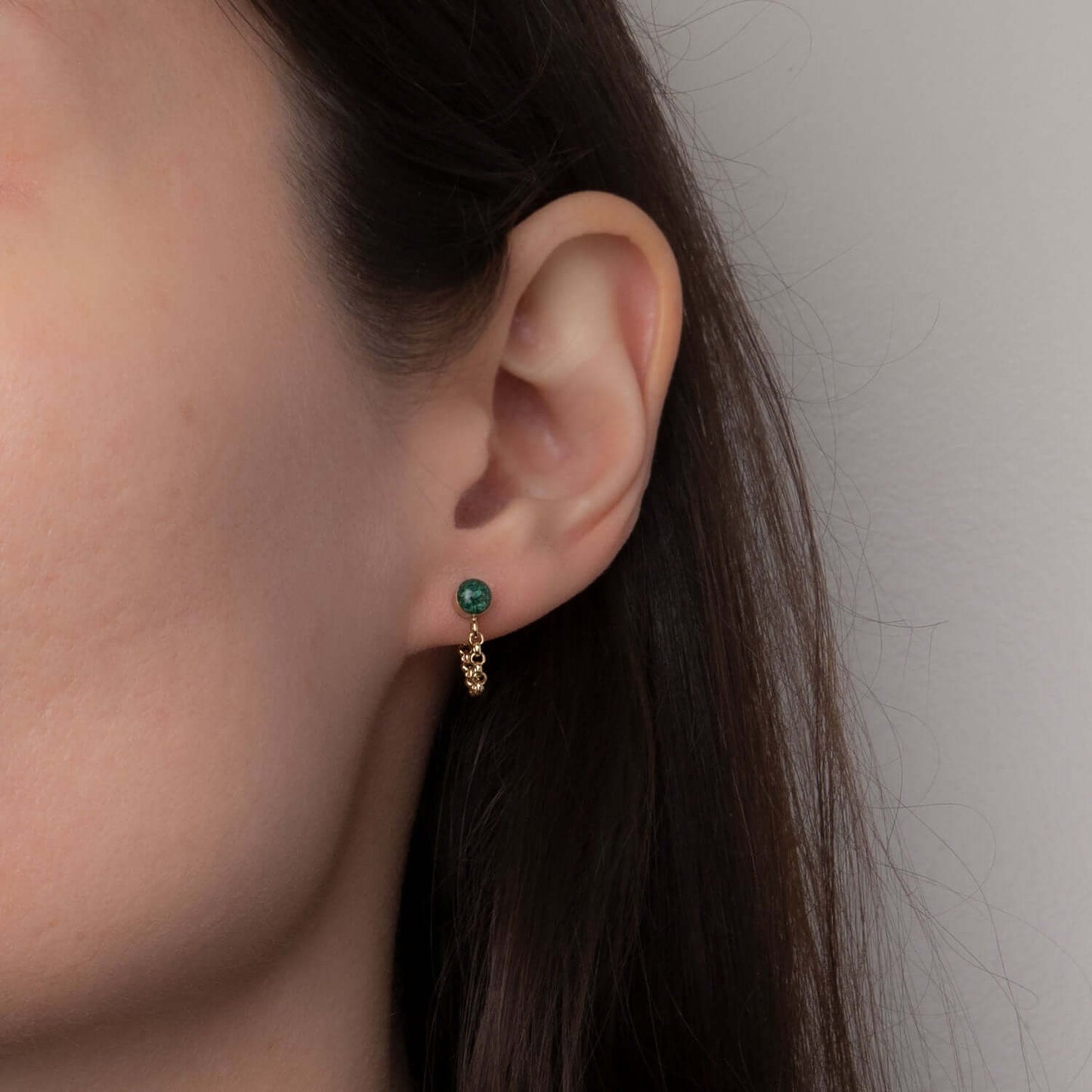 Tiny Malachite color pop front to back earrings - Kate Koel