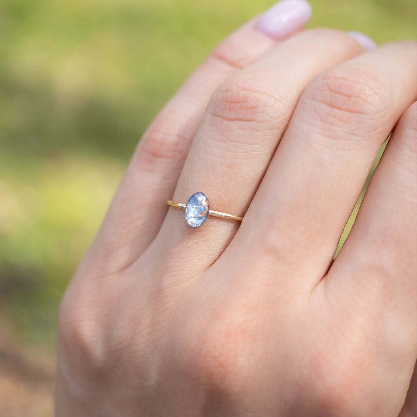 Tiny Shimmer Foil Oval Ring - Kate Koel