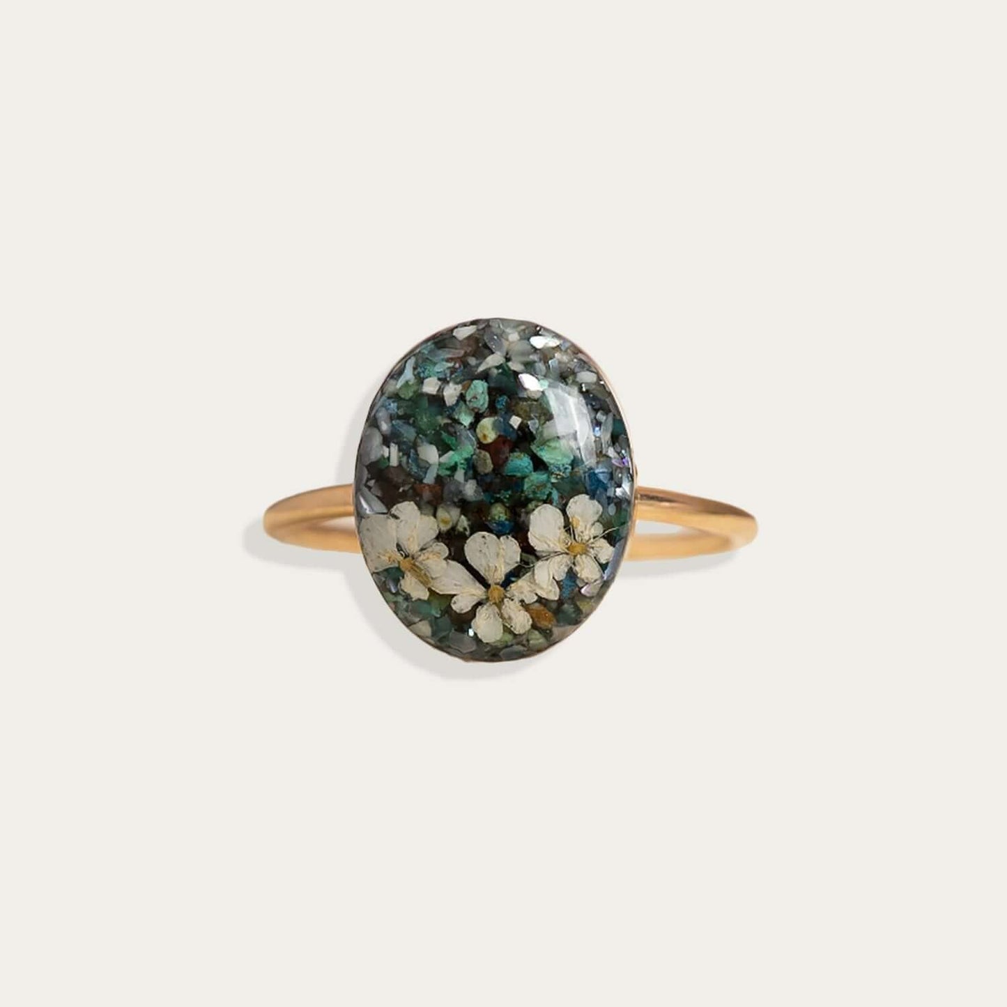 Turquoise Floral Oval Statement Ring - Kate Koel