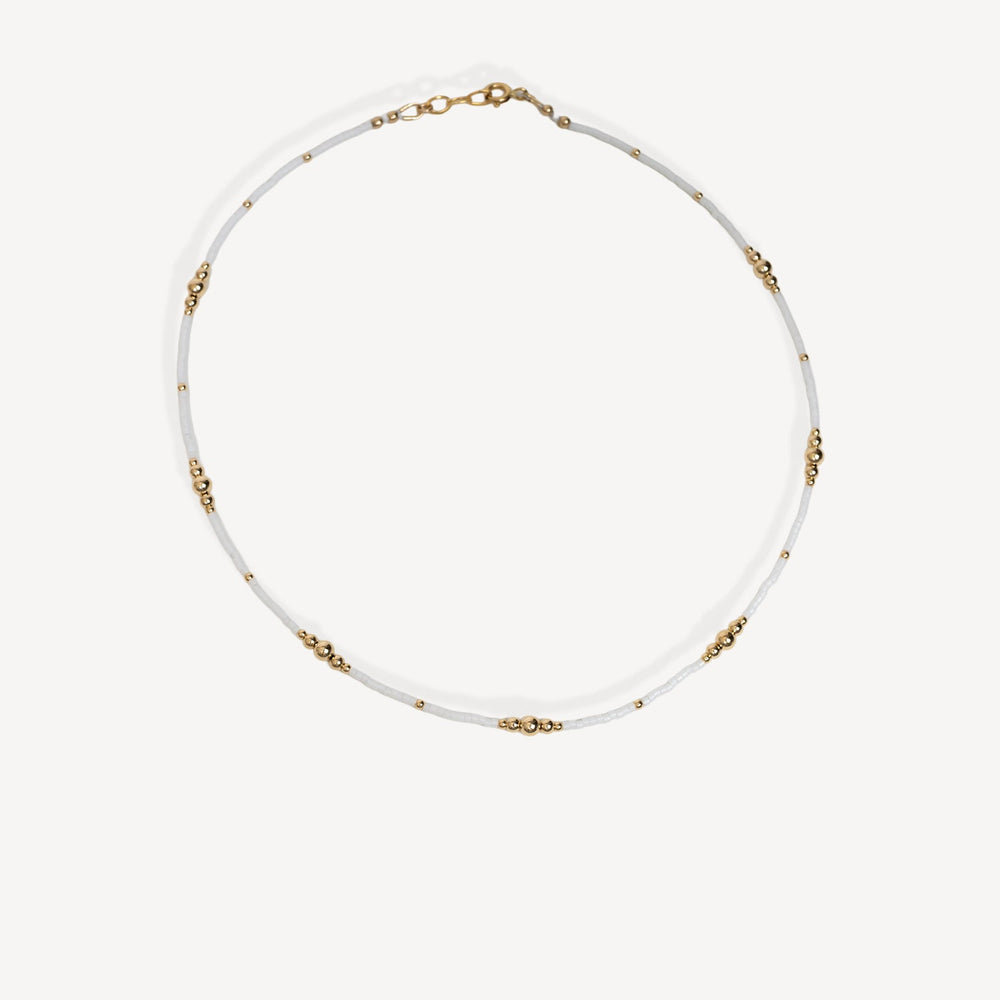 White & Gold Beaded Necklace