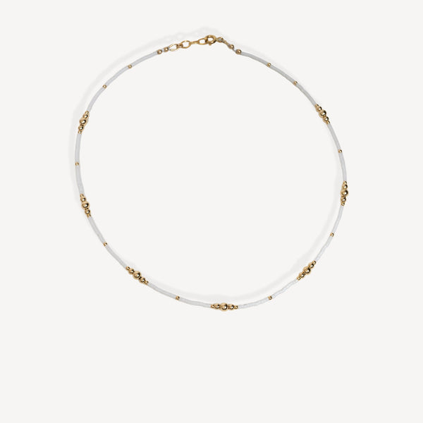 White & Gold Beaded Necklace