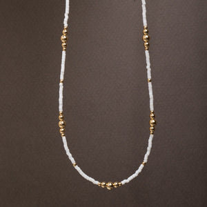 White & Gold Beaded Necklace