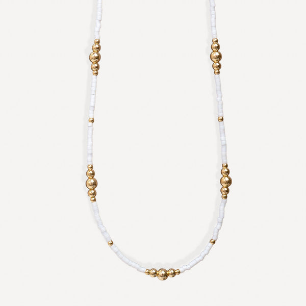 White & Gold Beaded Necklace