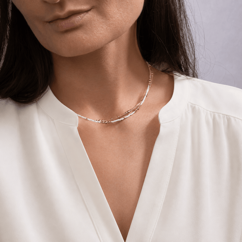 White & Gold Beaded Necklace