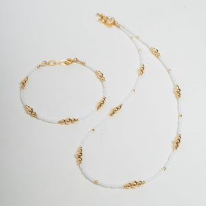 White & Gold Beaded Necklace