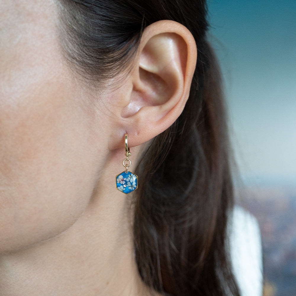 
                  
                    Blue Floral Huggie Earrings
                  
                