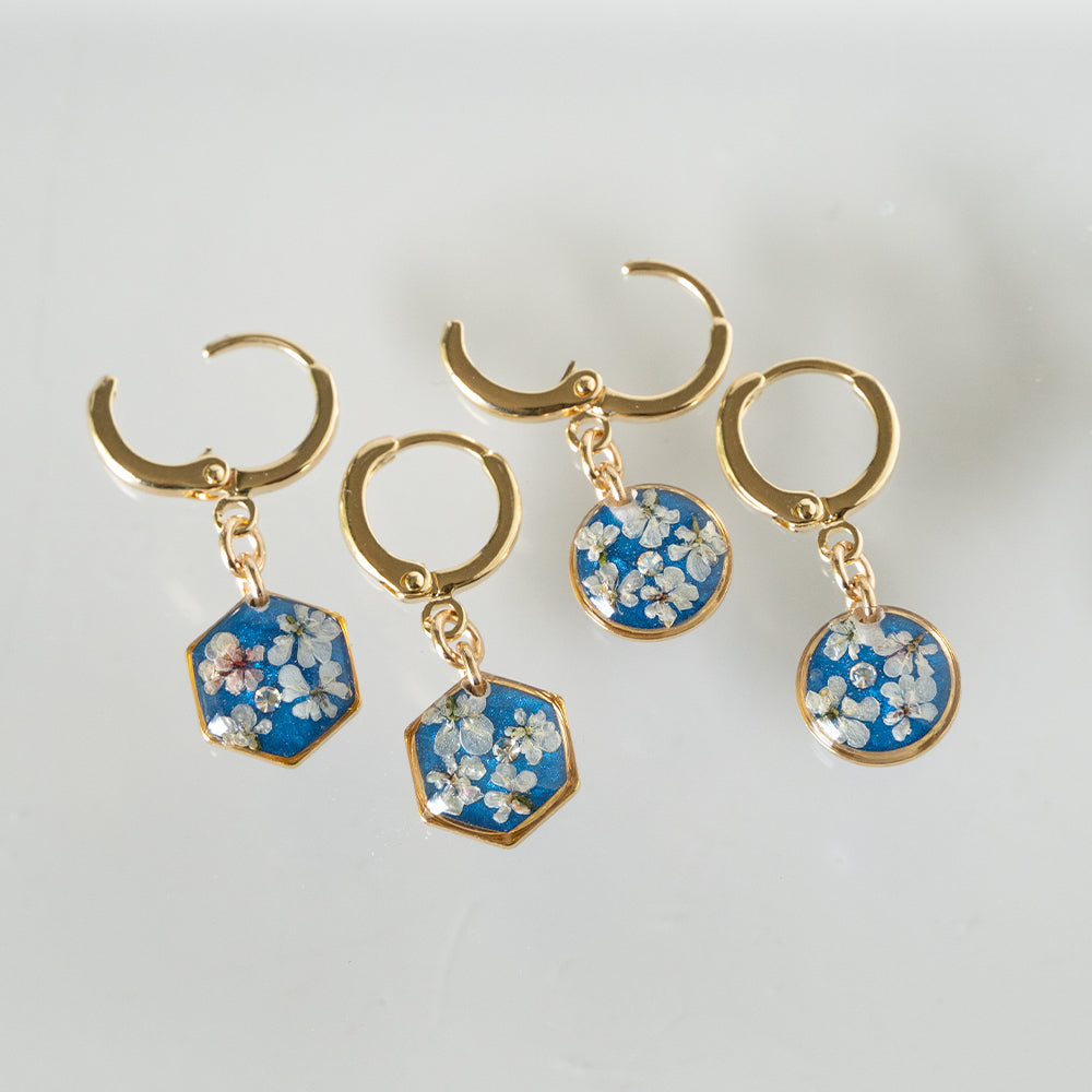 
                  
                    Blue Floral Huggie Earrings
                  
                