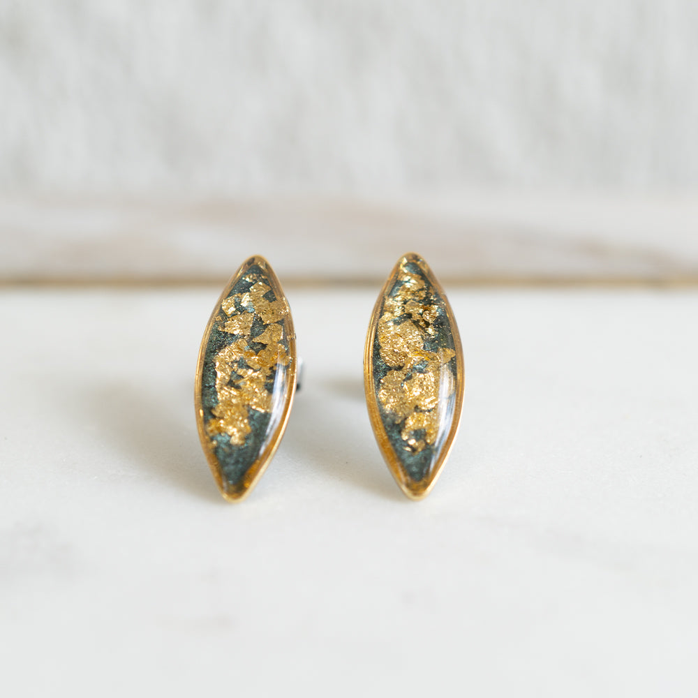 
                  
                    Triangle Green Earrings with Gold leaf
                  
                