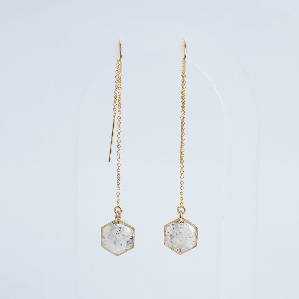 Howlite Hexagon Threader Earrings