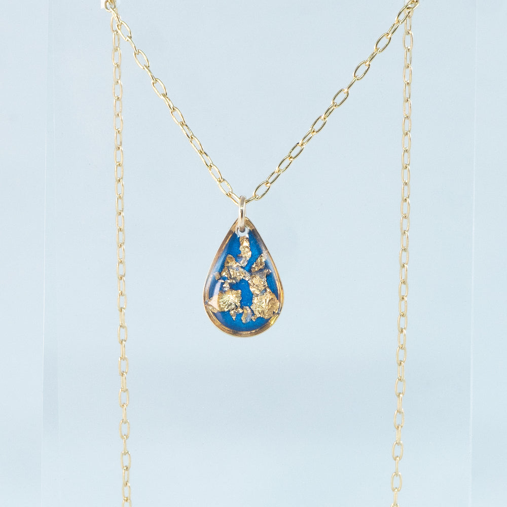 Blue and Gold Teardrop Necklace