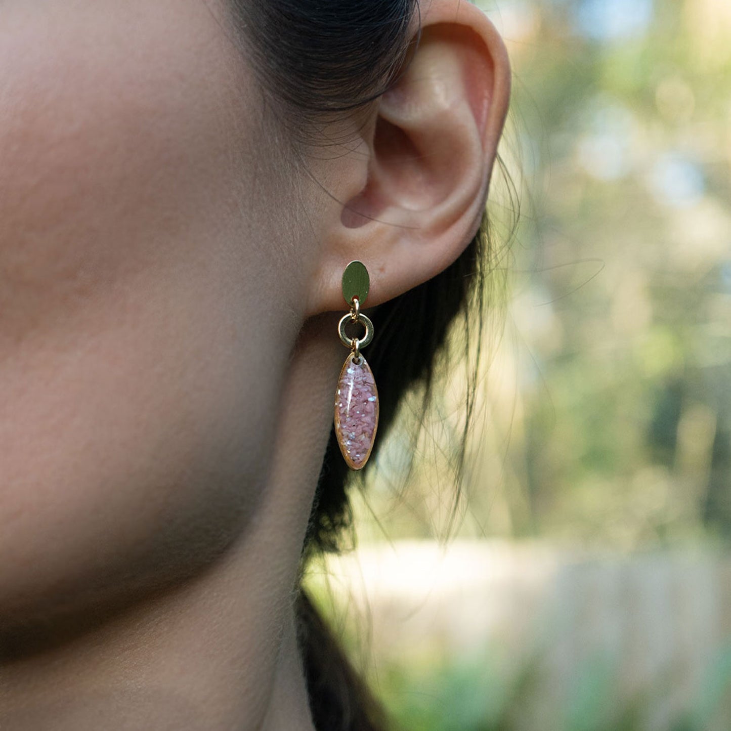 
                  
                    Pink Rhodonite Dangling Earrings
                  
                