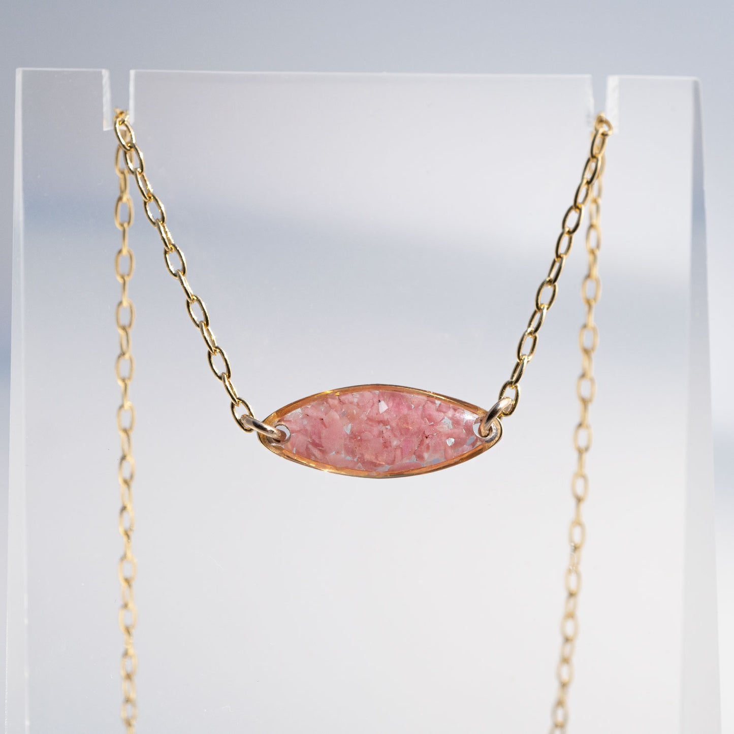 
                  
                    Pink Rhodonite Oval Necklace
                  
                