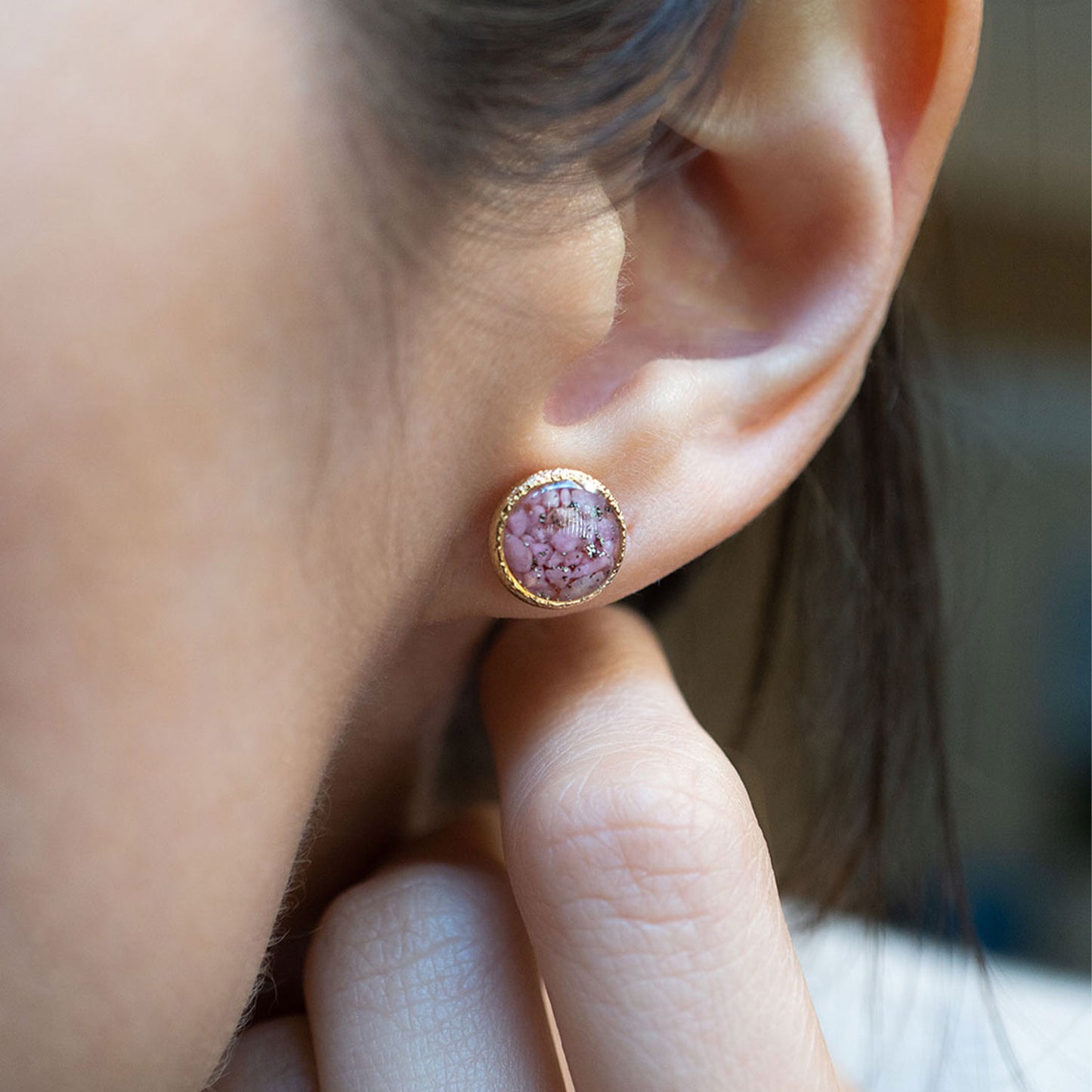 
                  
                    Round Pink Rhodonite Earrings
                  
                