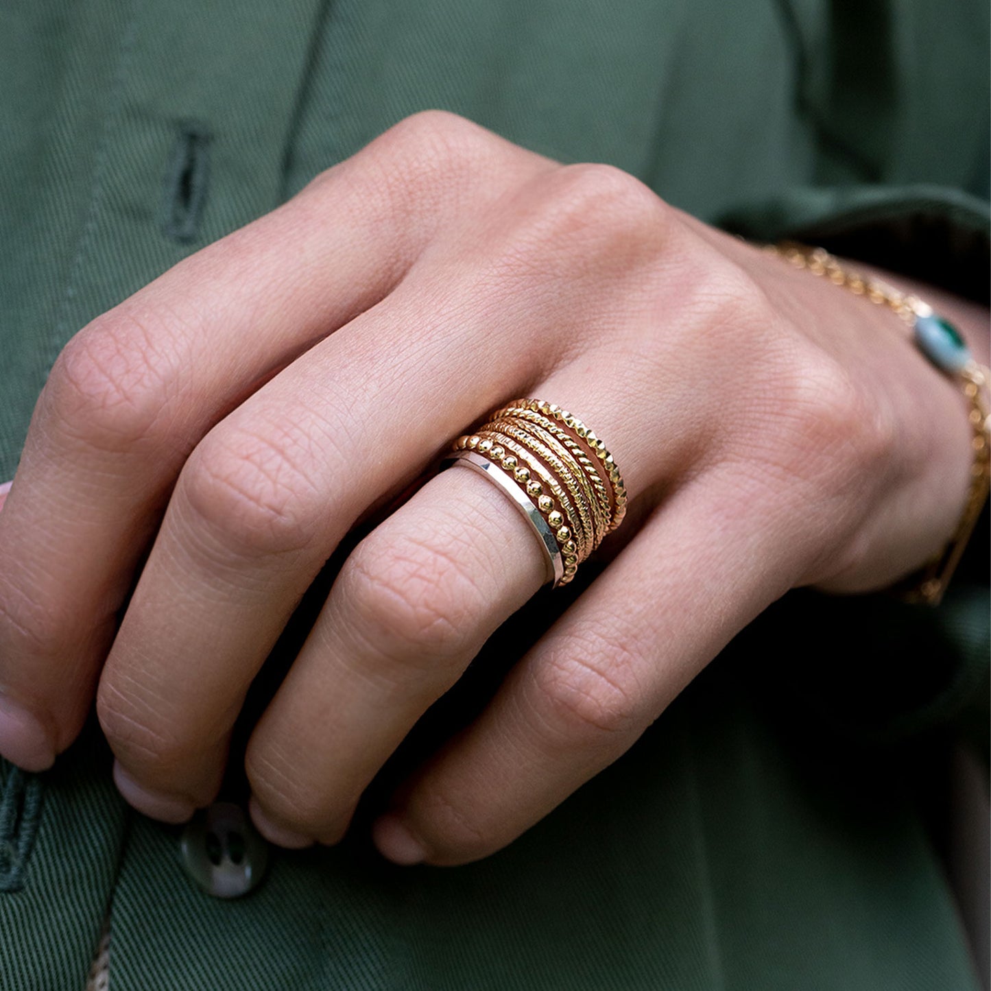 
                  
                    Textured Oat Grain stacking ring
                  
                