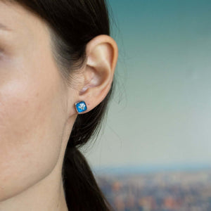 Blue flower earrings in silver - Kate Koel