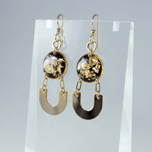 Dangling Black and Gold Earrings - Kate Koel