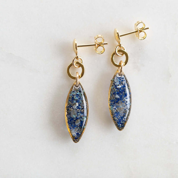 Dangling Oval Ocean mix Earrings - Kate Koel