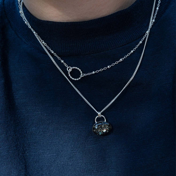 Galaxy Lock Silver Necklace - Kate Koel