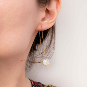 Howlite Hexagon Threader Earrings - Kate Koel