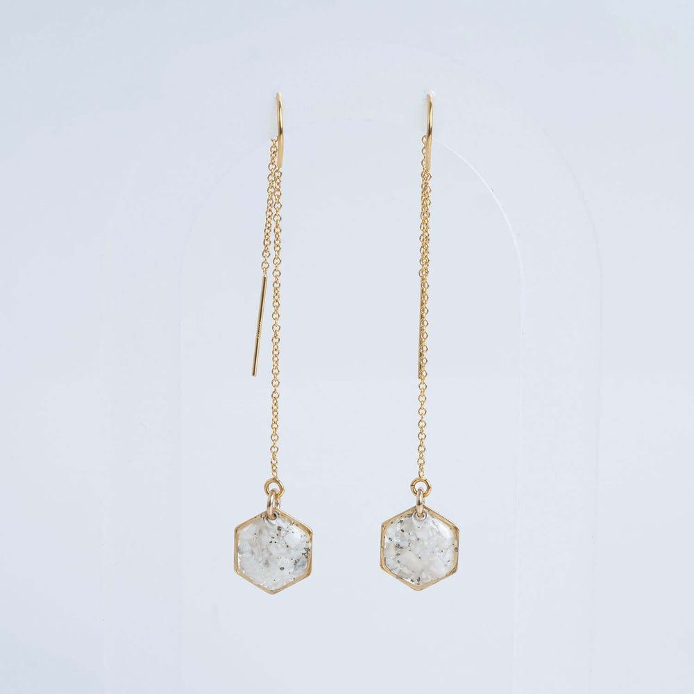 Howlite Hexagon Threader Earrings - Kate Koel