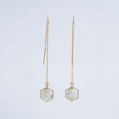 Howlite Hexagon Threader Earrings - Kate Koel