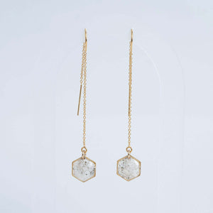 Howlite Hexagon Threader Earrings - Kate Koel