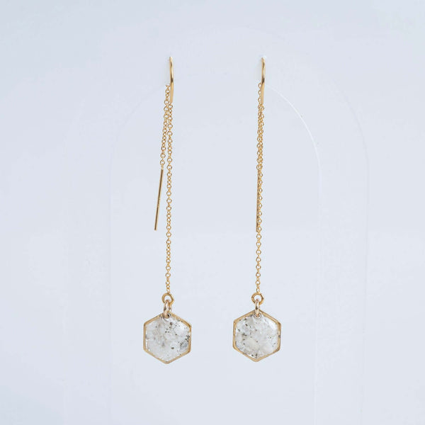 Howlite Hexagon Threader Earrings - Kate Koel