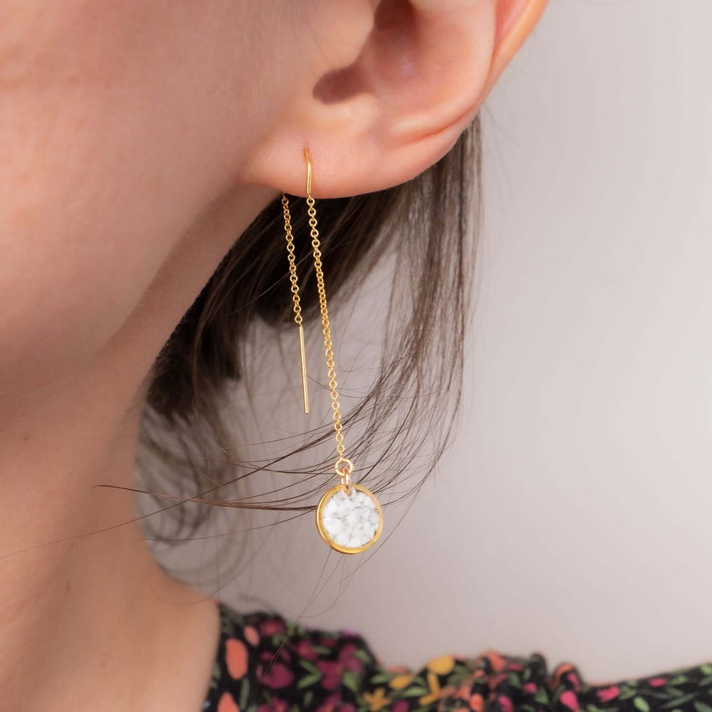 Howlite Round Threader Earrings - Kate Koel